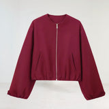 Teresa | Women's Balloon Sleeve Zip-Up Bomber Jacket