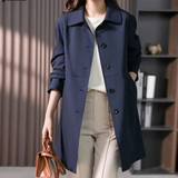 Theresa | Women's Button-Front Mid-Length Trench Coat