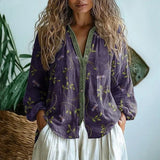 Womens Blouse | Nature Print | Split V Neck | Relaxed