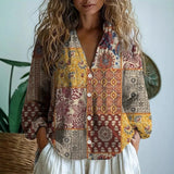 Womens Blouse | Nature Print | Split V Neck | Relaxed