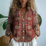 Womens Blouse | Nature Print | Split V Neck | Relaxed